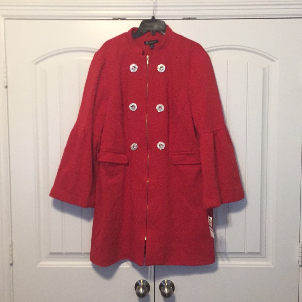 INC Bell-Sleeve Ponte-Knit Coat - Picture 6 of 8
